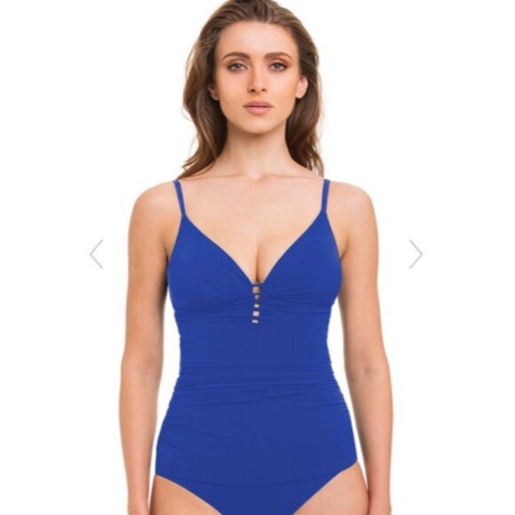Profile by Gottex Women's $98 Tutti Frutti Royal Blue Tankini Top Size 8 Swim - Picture 1 of 2
